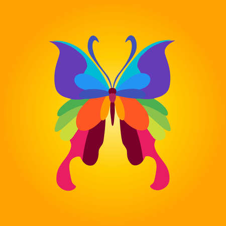 cartoon butterfly in trendy craft paper graphic style. Modern design for advertising, branding,...