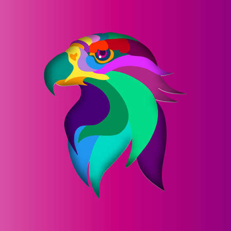 cartoon exotic bird in trendy craft paper graphic style. Modern design for advertising, branding, greeting cards, covers, posters, banners. Vector illustrationのイラスト素材