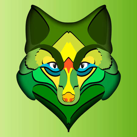 cartoon wolf in trendy craft paper graphic style. Modern design for advertising, branding, greeting cards, covers, posters, banners. Vector illustrationのイラスト素材