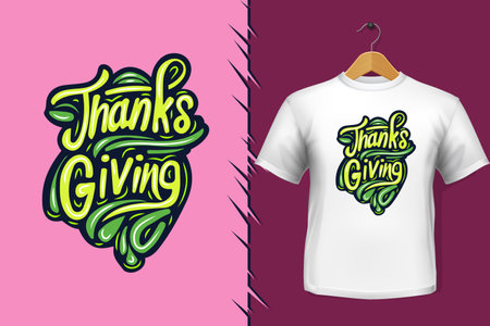 Thanks giving lettering typography t-shirt designのイラスト素材