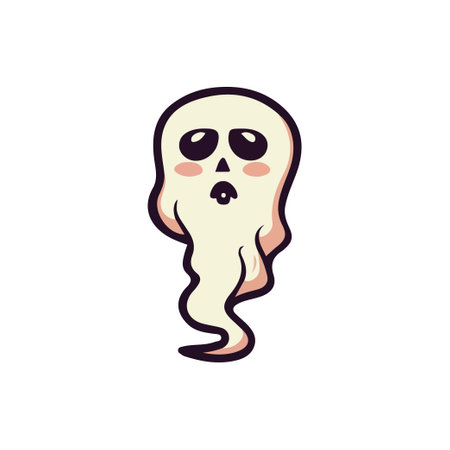 Halloween ghost flat style icon design, Holiday and scary theme Vector illustrationの素材