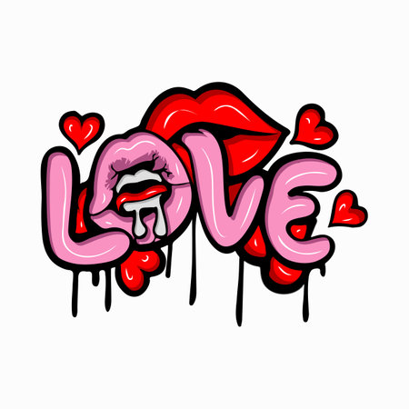 Happy Valentines Day graffiti typography art illustrationのイラスト素材