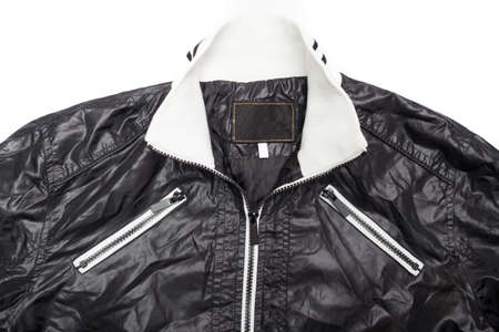 black leather jacket full zipの写真素材