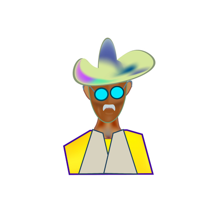 Icon color image cowboy hat. Figure cowboy face.のイラスト素材