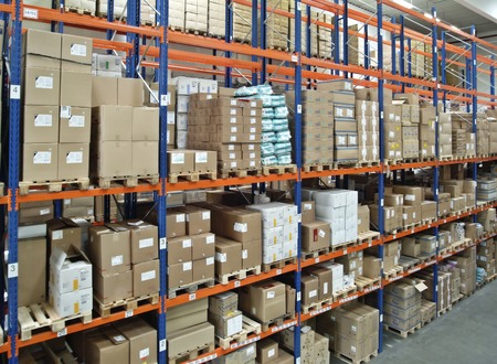 View in a warehouse with a full high-bay の写真素材