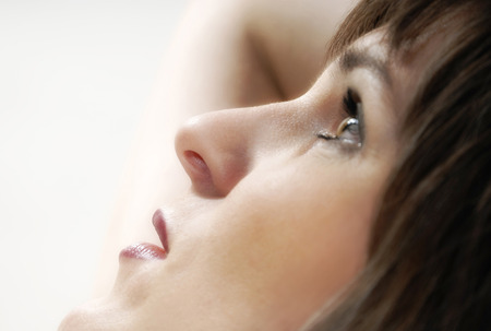 Face of a woman in close-up の写真素材