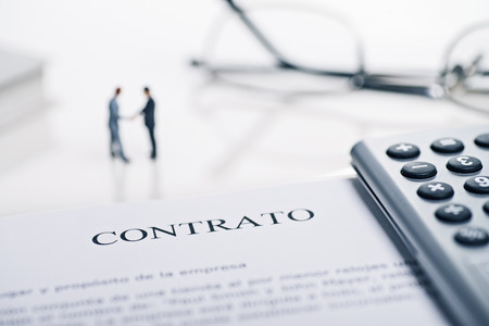 Conclusion of a contract with the spanish word  Contrato の写真素材