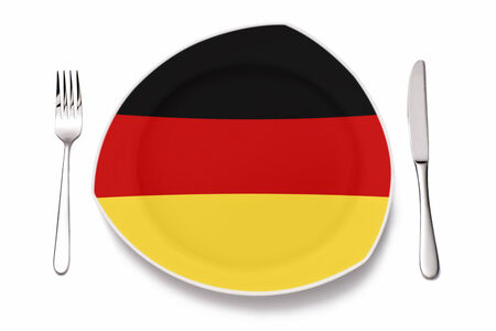 Plate with german flag and cutleryの写真素材