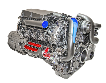 Modern 8-cylinder engine of a luxury carの写真素材