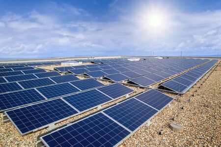 On the roof of a commercial property installed photovoltaic system