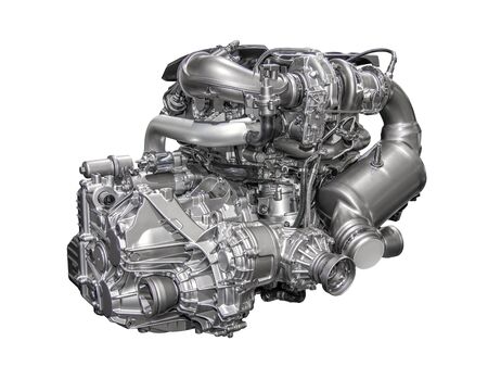 Powerful 4-cylinder gasoline engine of a modern carの写真素材