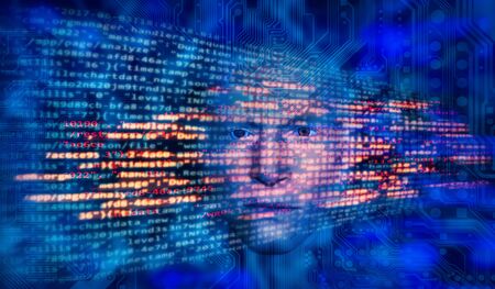 Programming code with Android and technology backgroundの写真素材