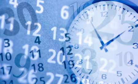 Clock and numbers of a calendarの写真素材