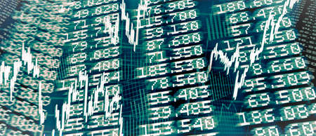Price chart with stock prices and diagramsの写真素材