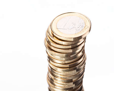 A high stack with many euro coinsの写真素材