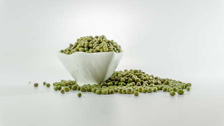 Mung beans isolated on white backgroundの写真素材