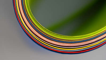 Colorful paper section in elliptical shapes on black background