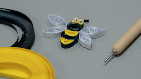 Bee craft with tools and materials for handicrafts and crafts.の写真素材