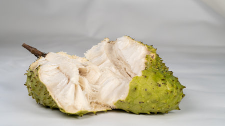 Soursop fruit on white background. (Annona muricata)の写真素材