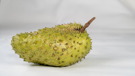 Soursop fruit, Annona muricata, on white background