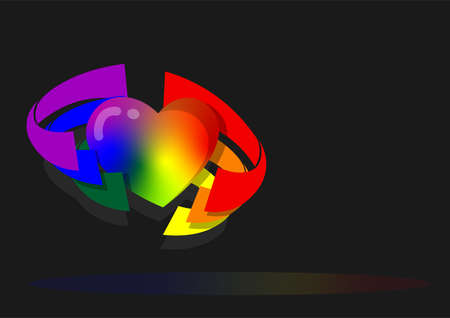 heart engulfed by six colours from rainbow flag backgroundのイラスト素材