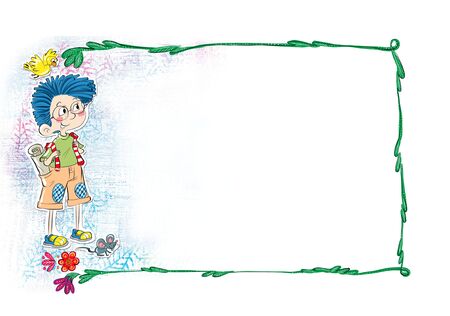 cute boy frameの写真素材