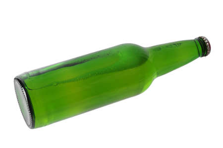 Beer bottle isolated on white, with clipping path.の写真素材