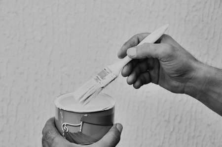 Painter hands BW の写真素材