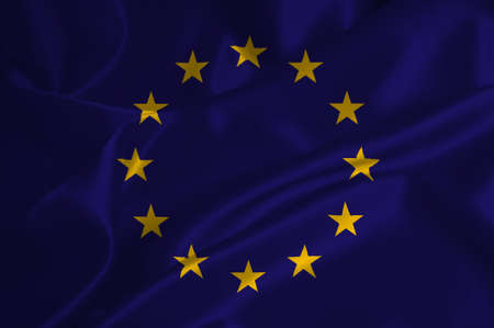 EU flag on satin texture.の写真素材