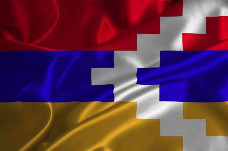 Nagorno Karabach flag on satin texture.の写真素材