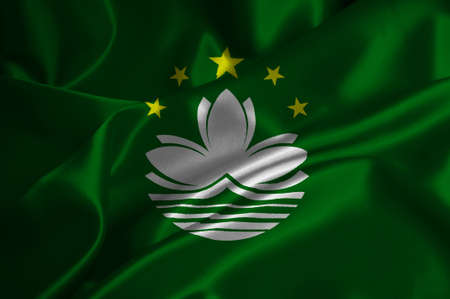 Macau flag on satin texture.の写真素材