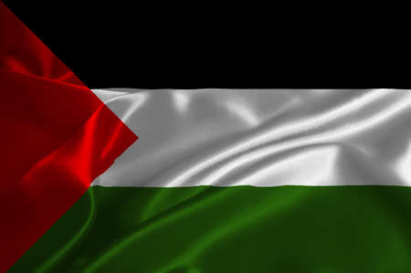 Palestine flag on satin texture.の写真素材