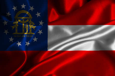 Georgia flag on satin texture の写真素材