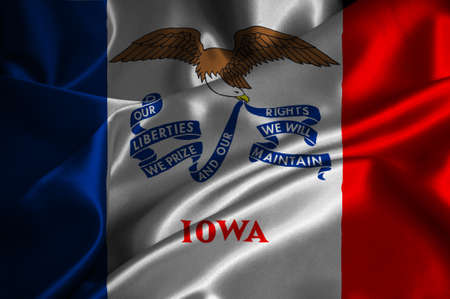 Iowa flag on satin texture の写真素材