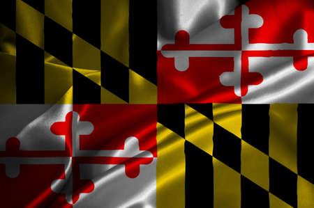 Maryland flag on satin texture の写真素材