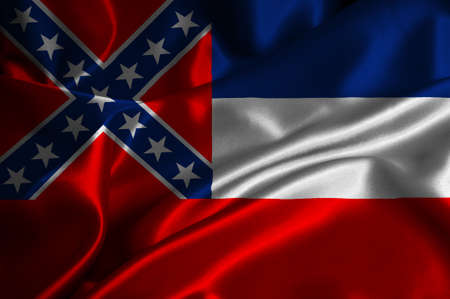 Mississippi flag on satin texture の写真素材