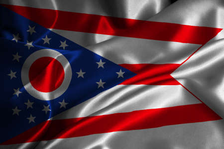 Ohio flag on satin texture の写真素材