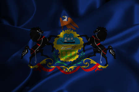 Pennsylvania flag on satin texture の写真素材