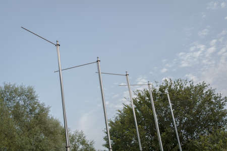 Empty flag holdersの写真素材
