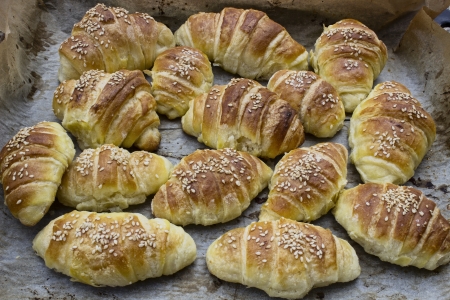 croissant rolls with sesameの写真素材