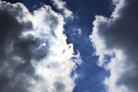 clouds with a sunの写真素材