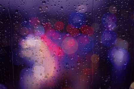 Rain drops on window Bokehの写真素材