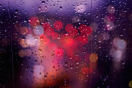Rain drops on window Bokehの写真素材