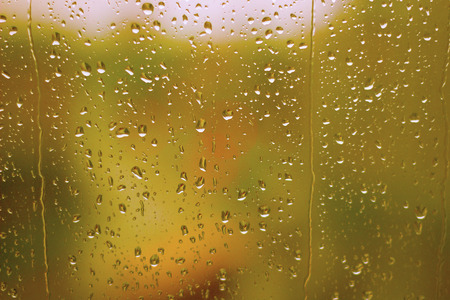 Rain drops on window Bokehの写真素材