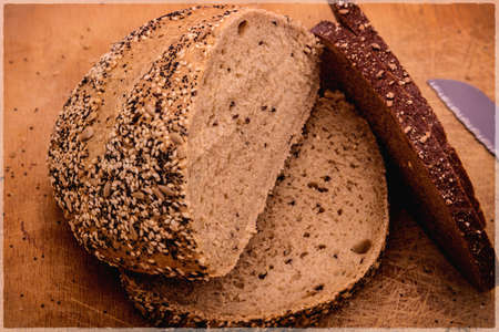 Bread on wooden table