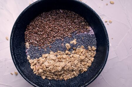 Organic Granola Cereal with oats, flax, almond, and sunflower seedsの写真素材