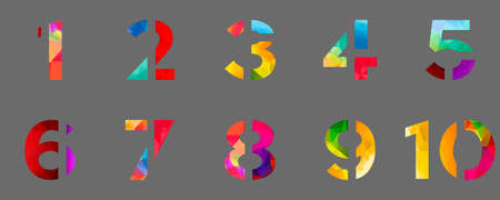 Abstract bright rainbow polygon number alphabet colorful font style.のイラスト素材