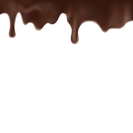 Melted dark chocolate isolated on white background.  Melted chocolate drops. 3D illustrationのイラスト素材