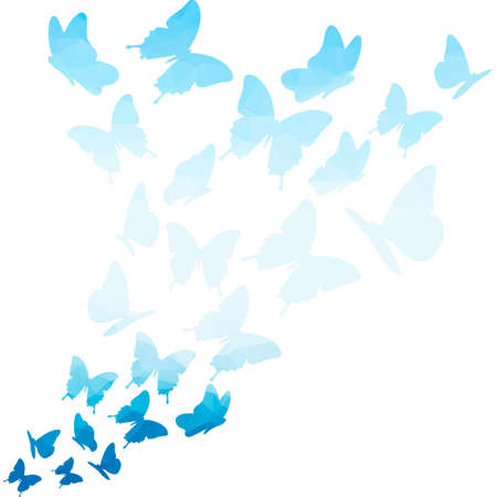 Blue triangle butterflies swirl. Flying butterfly pattern. butterfly isolated on white background. flying butterflies vector. flying geometric butterfly. butterfly background. butterfly.のイラスト素材