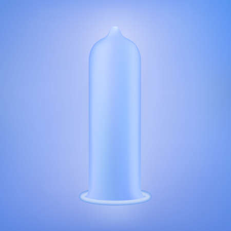 Latex condom over blue background.のイラスト素材